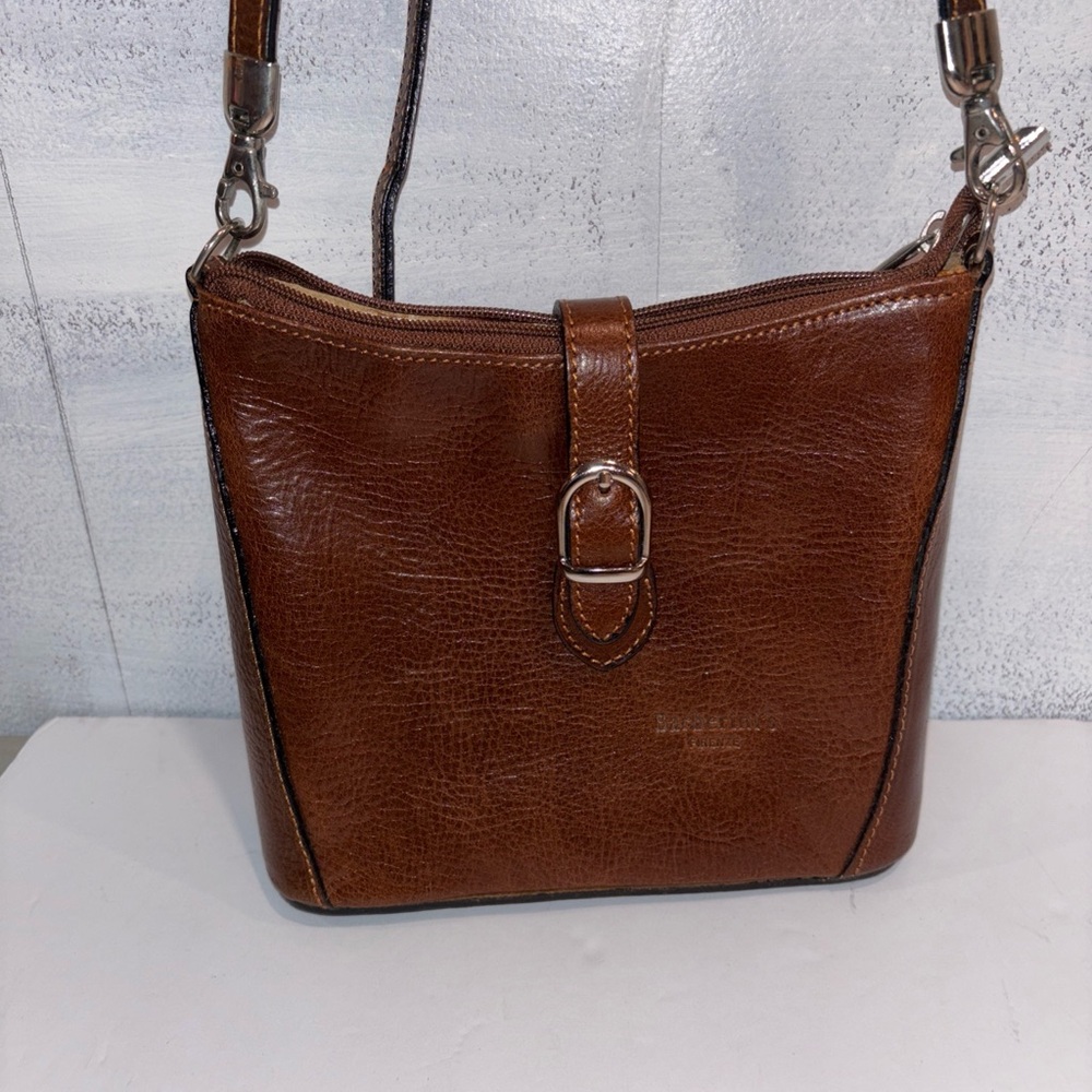 Vintage Vera Pelle Barberini genuine leather brown purse suede made in Italy